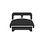 Simple black bed icon representing comfortable bedroom accommodation in granny flats Sydney