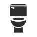 Modern toilet icon in black silhouette showing bowl and tank design for bathroom facilities